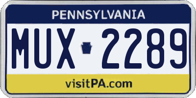 PA license plate MUX2289