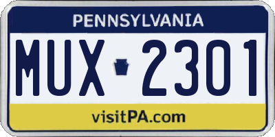 PA license plate MUX2301