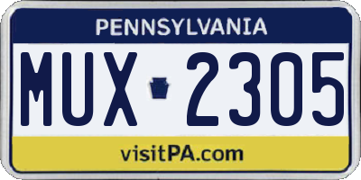 PA license plate MUX2305