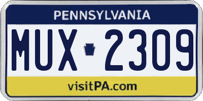 PA license plate MUX2309