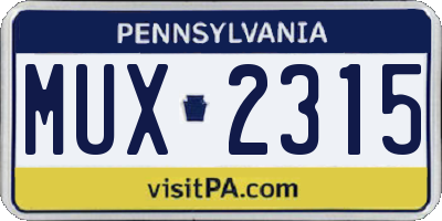 PA license plate MUX2315
