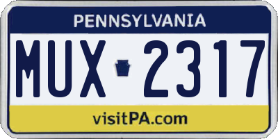PA license plate MUX2317