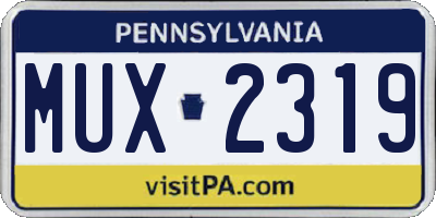 PA license plate MUX2319