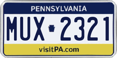 PA license plate MUX2321
