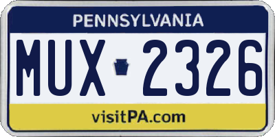 PA license plate MUX2326