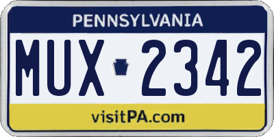 PA license plate MUX2342