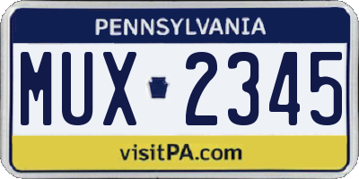 PA license plate MUX2345