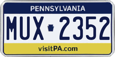 PA license plate MUX2352