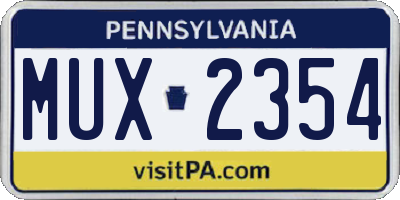 PA license plate MUX2354