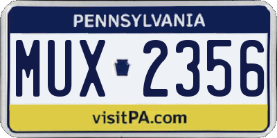 PA license plate MUX2356