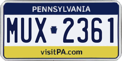 PA license plate MUX2361