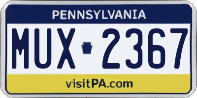 PA license plate MUX2367