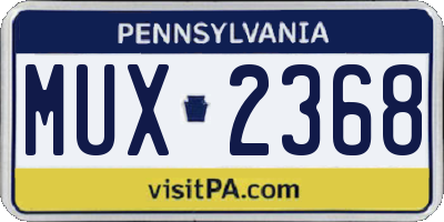 PA license plate MUX2368