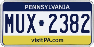 PA license plate MUX2382
