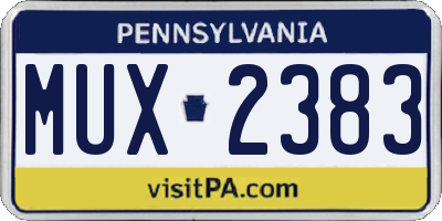 PA license plate MUX2383