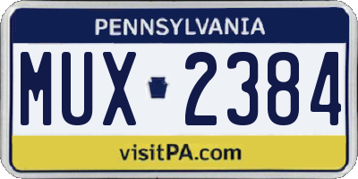 PA license plate MUX2384
