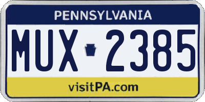 PA license plate MUX2385