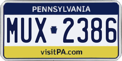 PA license plate MUX2386