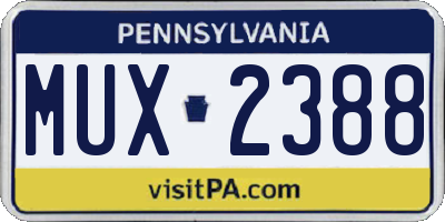 PA license plate MUX2388