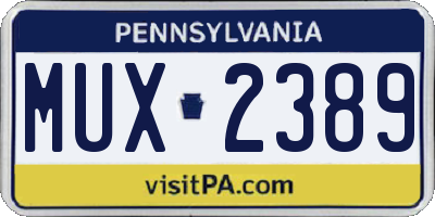 PA license plate MUX2389