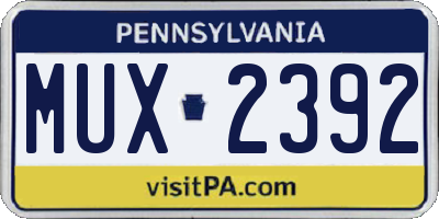 PA license plate MUX2392