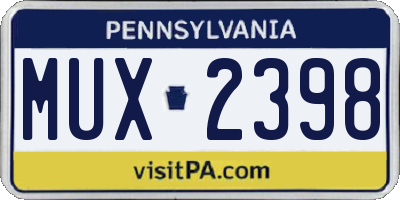 PA license plate MUX2398