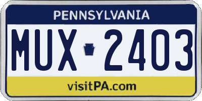 PA license plate MUX2403
