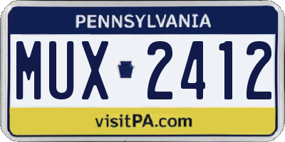 PA license plate MUX2412