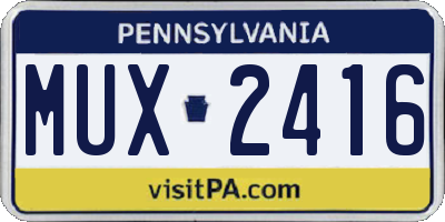 PA license plate MUX2416