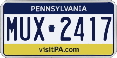 PA license plate MUX2417