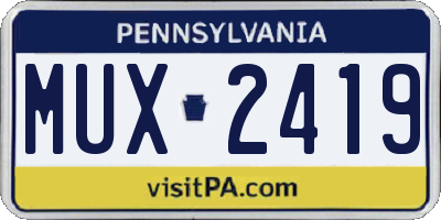 PA license plate MUX2419