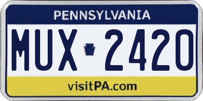 PA license plate MUX2420
