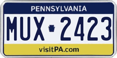 PA license plate MUX2423