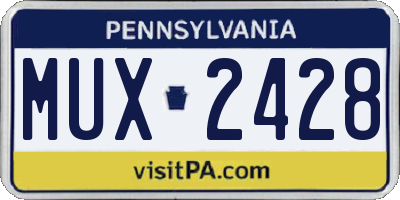 PA license plate MUX2428