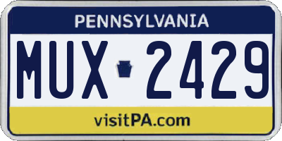 PA license plate MUX2429