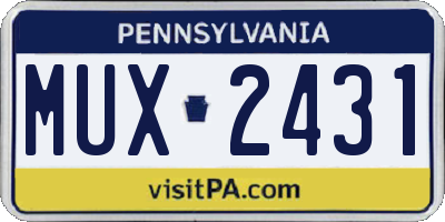 PA license plate MUX2431