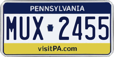 PA license plate MUX2455