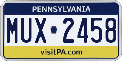 PA license plate MUX2458