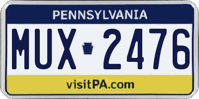 PA license plate MUX2476
