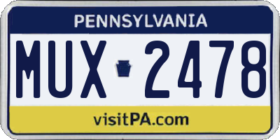 PA license plate MUX2478