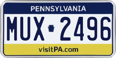 PA license plate MUX2496