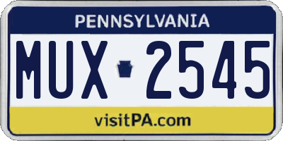 PA license plate MUX2545