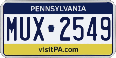 PA license plate MUX2549