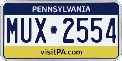 PA license plate MUX2554