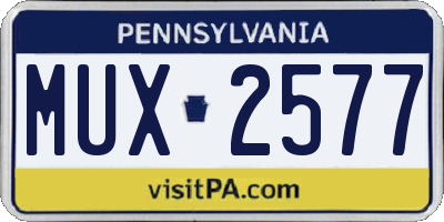 PA license plate MUX2577