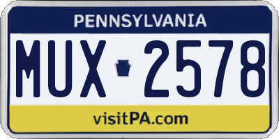 PA license plate MUX2578