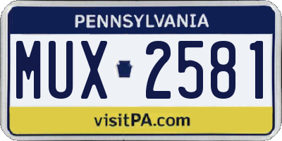 PA license plate MUX2581