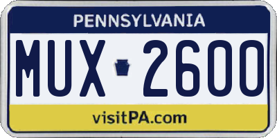 PA license plate MUX2600