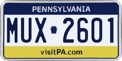 PA license plate MUX2601
