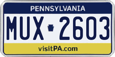 PA license plate MUX2603